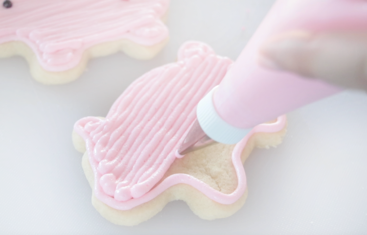 frosting bag and tip decorating sugar cookie
