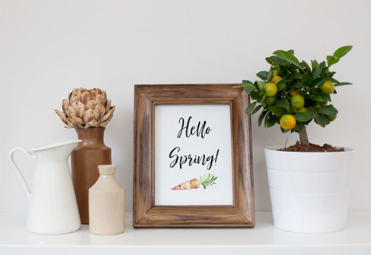 hello spring wall art in wooden frame