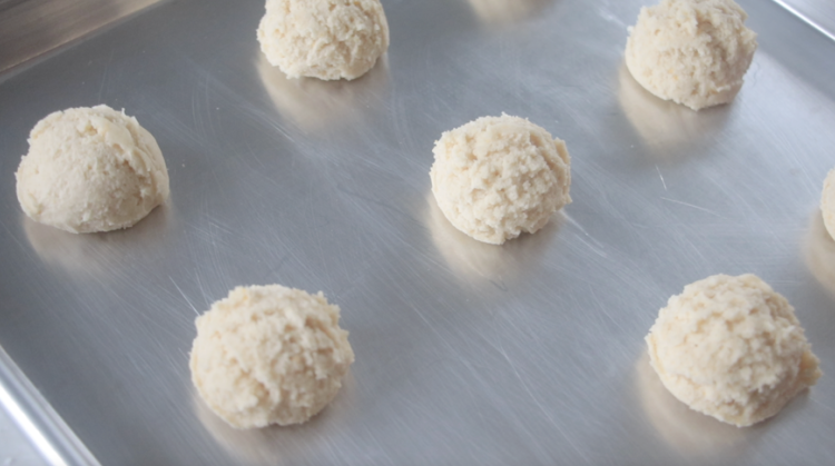 baking sheet with cookie dough balls