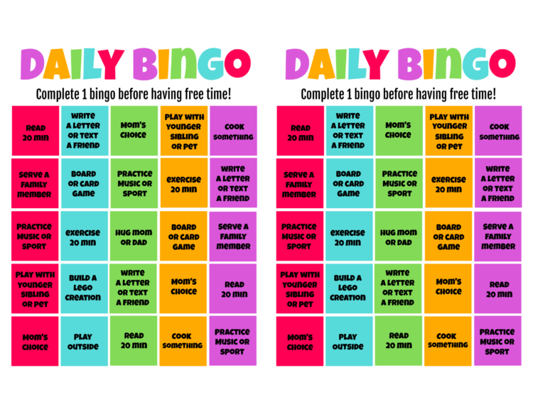 computer graphic of bingo card