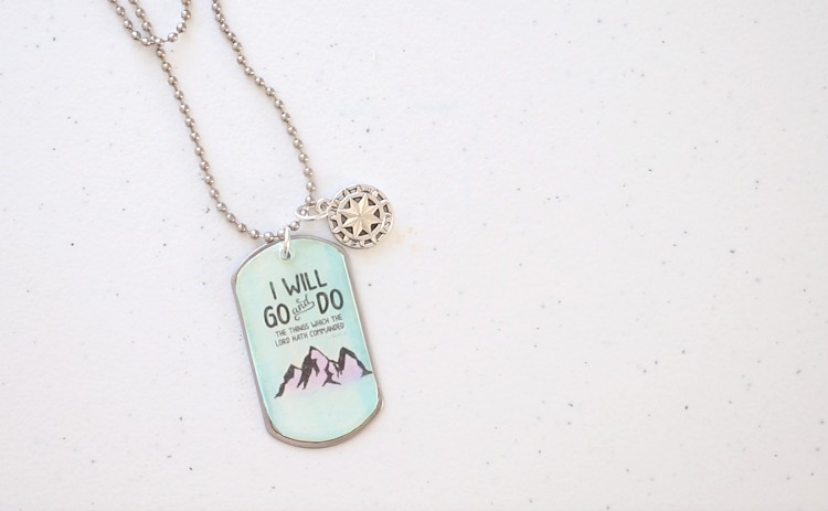 finished dog tag necklace with charm