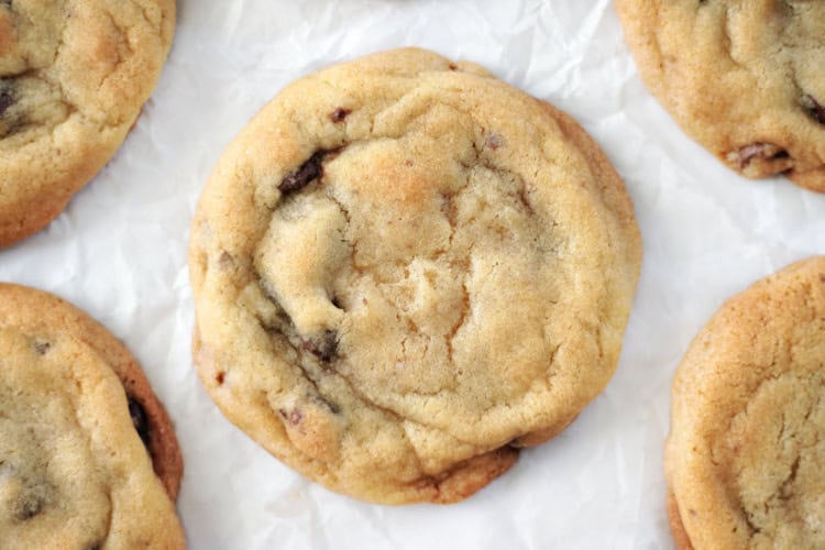 Cookie on parchment paper.