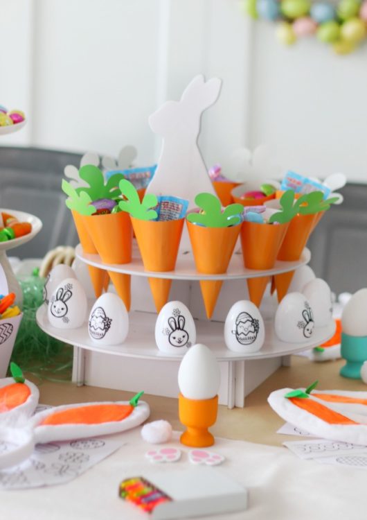 easter stand with paper treat cones