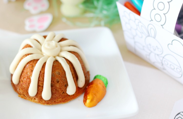 mini carrot bundt cake on white plate