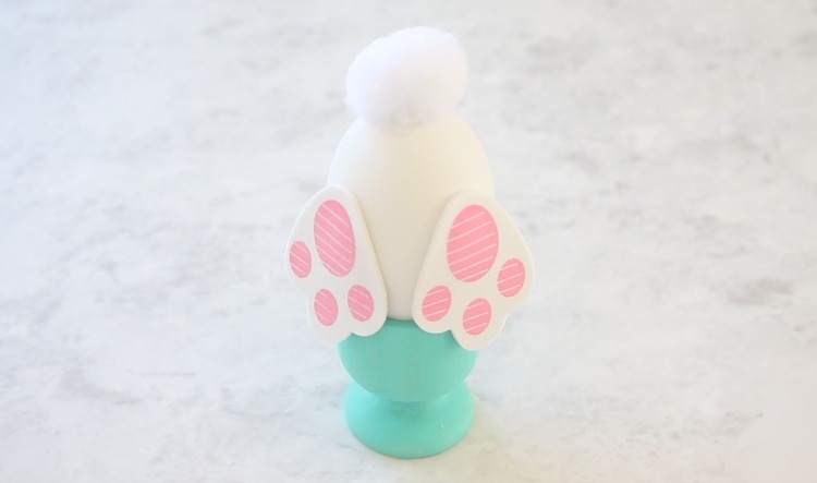 turquoise egg pot with egg and bunny stickers