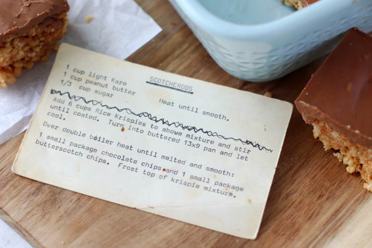 old index card with recipe printed on it