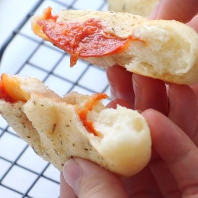 garlic parmesan pizza roll opened in half