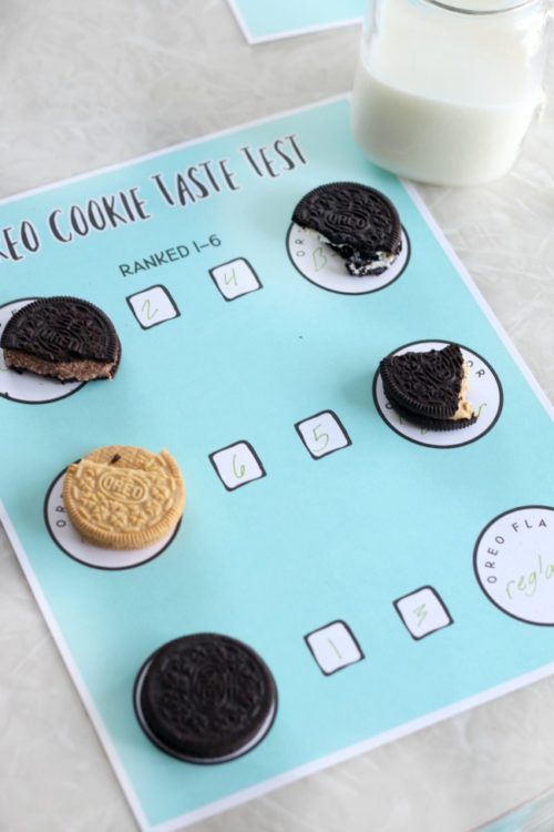 oreo cookies on printable taste test worksheet