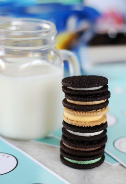 stack of oreos next to glass of milk