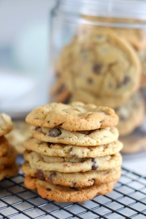 stack of chocolate chip cookies