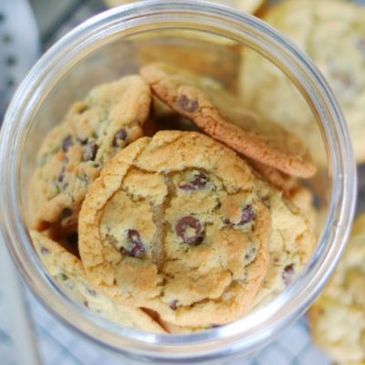 chocolate chip cookies in cookie jar