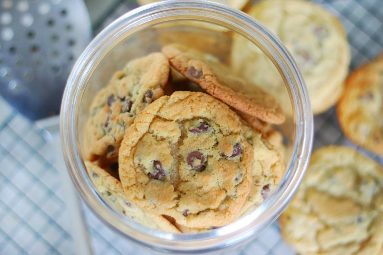 chocolate chip cookies in cookie jar