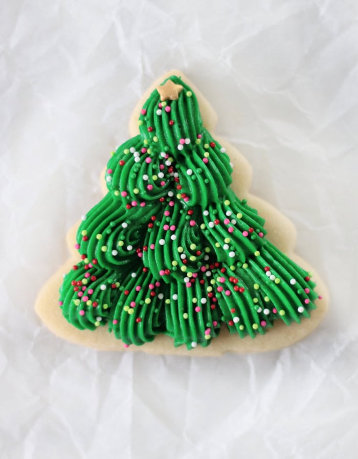 frosted christmas tree sugar cookie