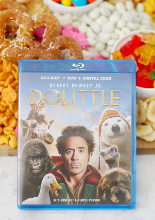 dolittle dvd with animal snack board