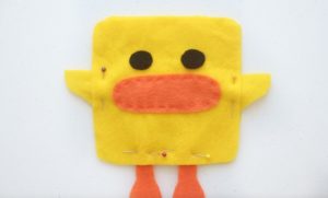 felt duck pinned and ready to stitch