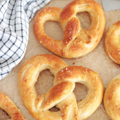 copycat auntie anne's pretzels on parchment paper