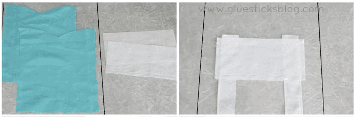 Blue bodice pieces and white straps.