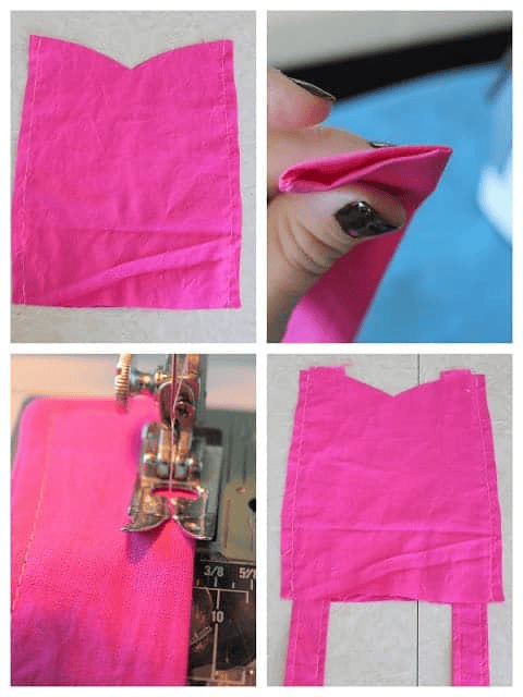 Apron bodice with straps pinned.