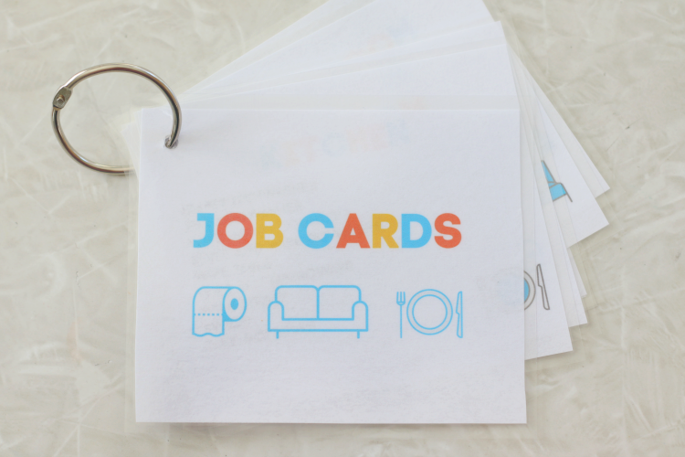 job cards for kids laminated with ring