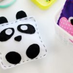 finished panda softie on sewing table