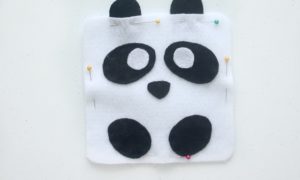 panda softie pinned and ready to stitch
