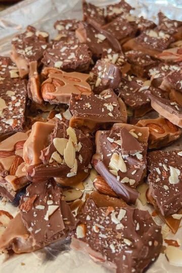 Pile of English toffee.