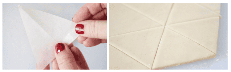 parchment triangle template for cutting out cookies