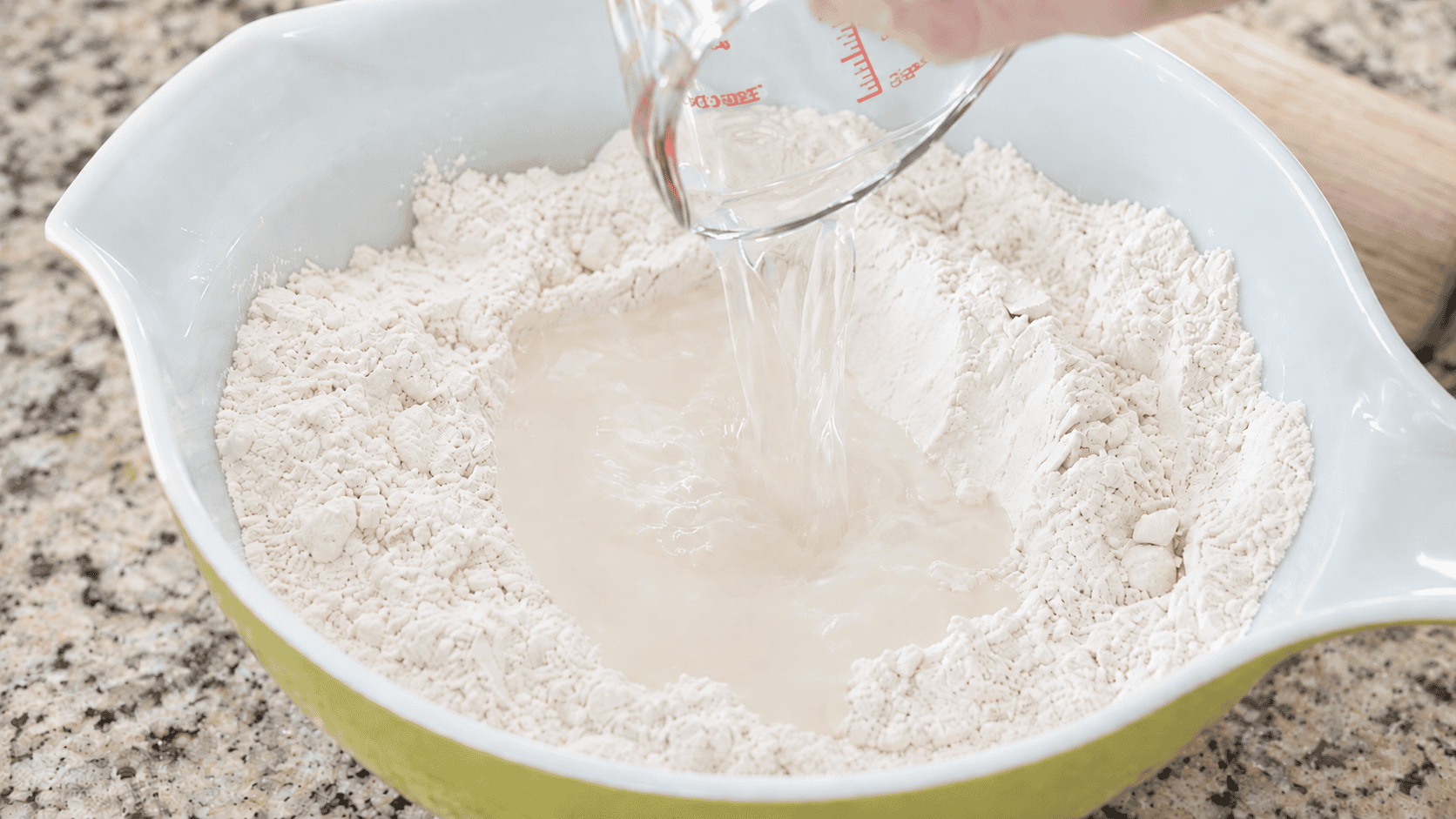 Bowl of flour, butter and water.