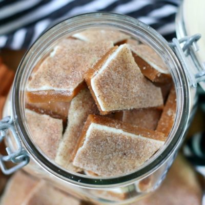 open jar with churro toffee