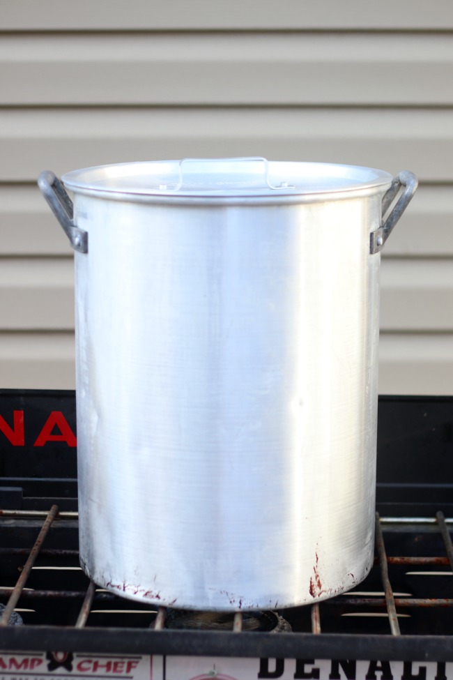 large pot on outdoor stove