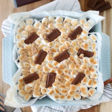 baked s'mores brownies in pan