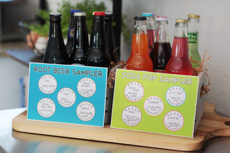 two soda samplers with printable cards