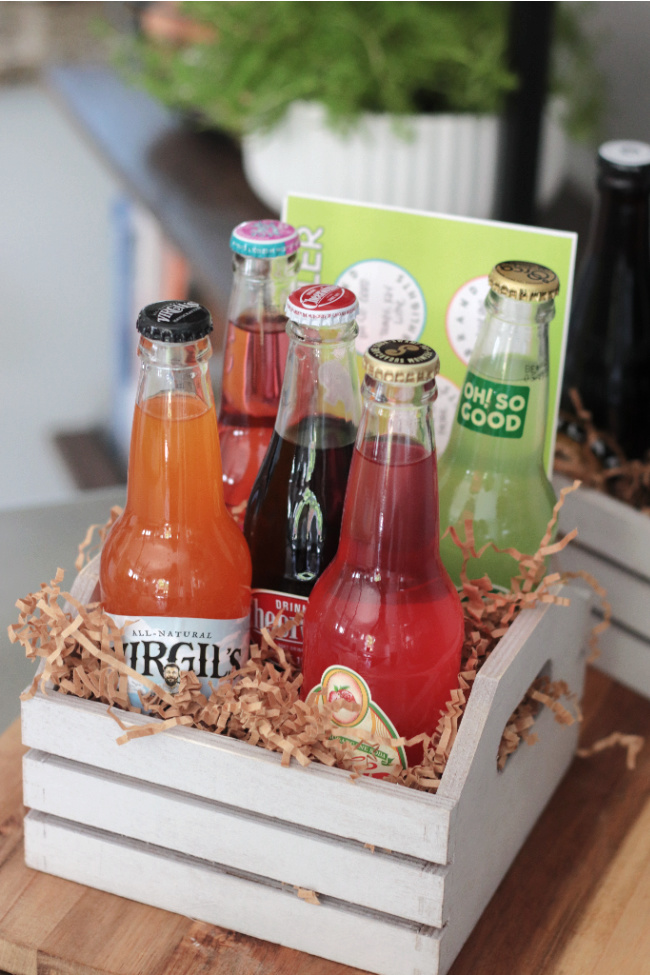 soda sampler crate filled with soda bottles