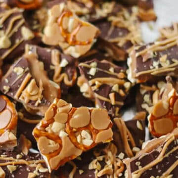 Toffee broken into bite sized pieces.