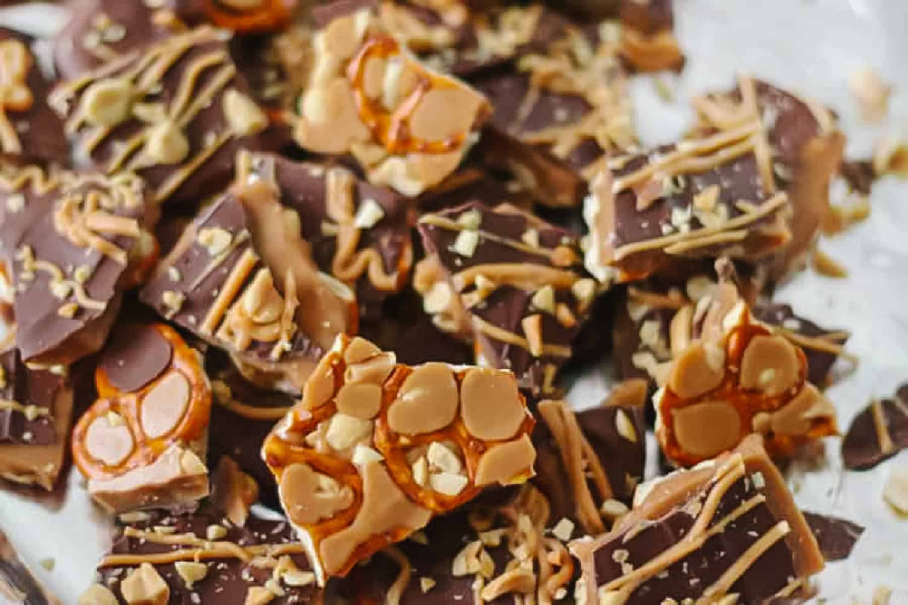 Toffee broken into bite sized pieces.