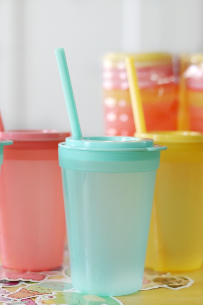 mint colored kids tumbler on table