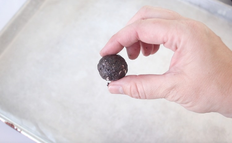 oreo truffle filling rolled into a ball