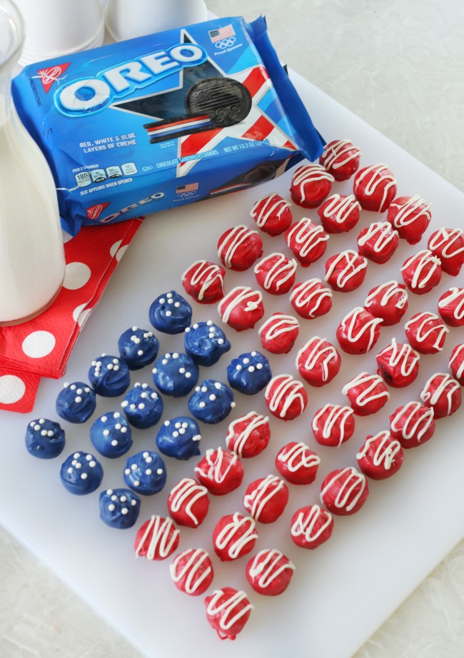 oreo truffles with napkins and milk