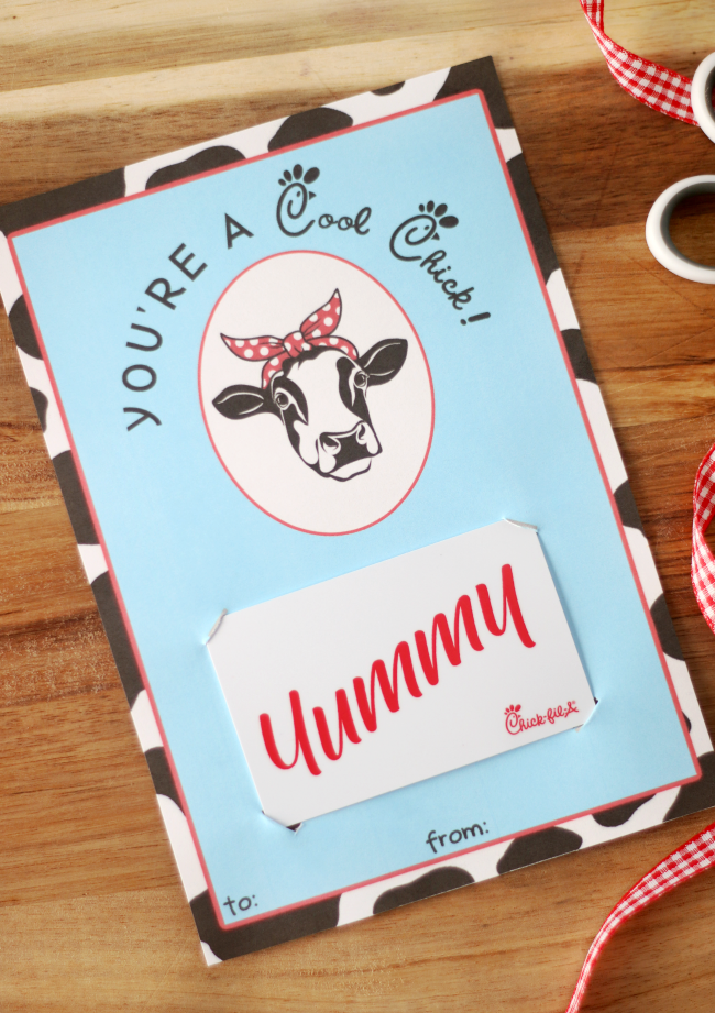 Teacher Thank You Card for Chick-fil-a Gift Card, Printable Gift