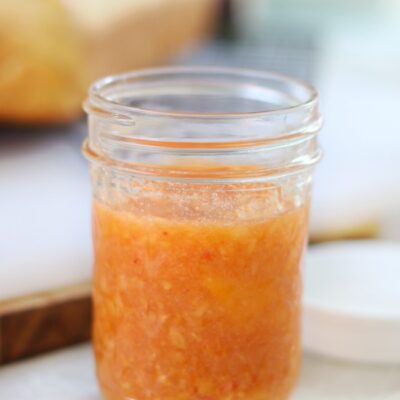 jar of peach freezer jam