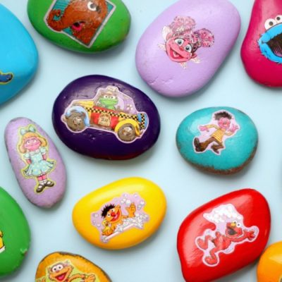 collection of painted sesame street rocks