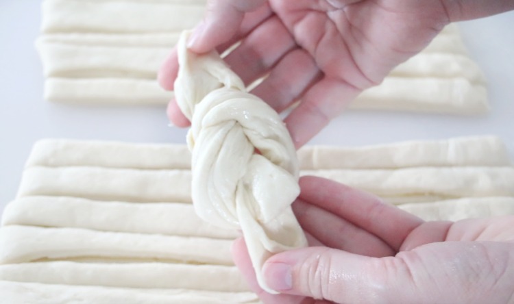 roll dough tied in knot