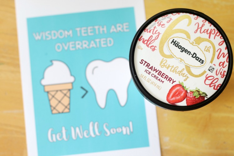 carton of ice cream next to wisdom teeth card