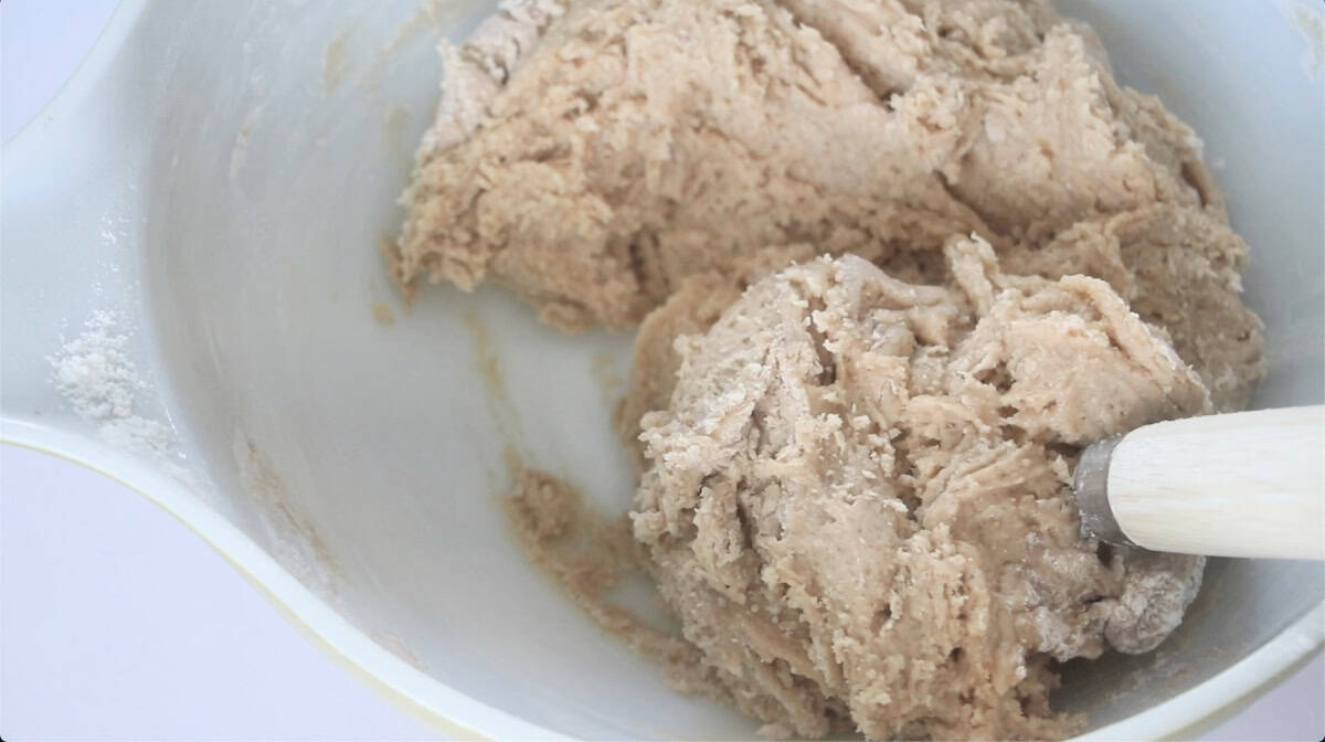 Donut batter in large mixing bowl.