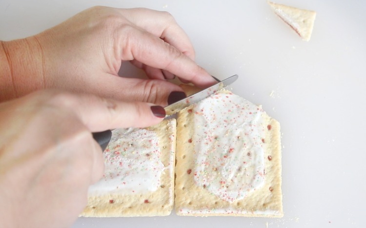 pop tarts being cut with serrated knife