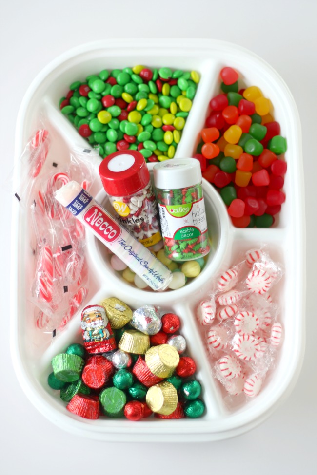 serving tray with holiday candy