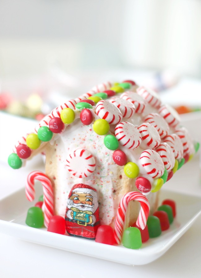 pop tart gingerbread house decorated with candy