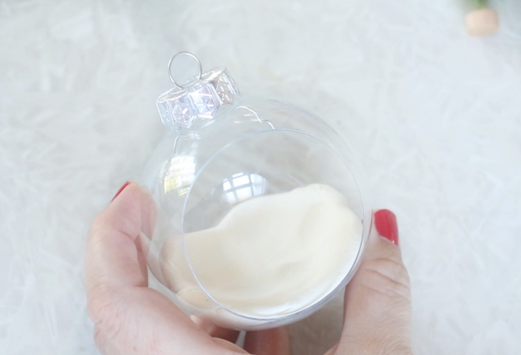 clear ornament filled with model magic dough