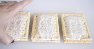 6 pop tarts stacked on table