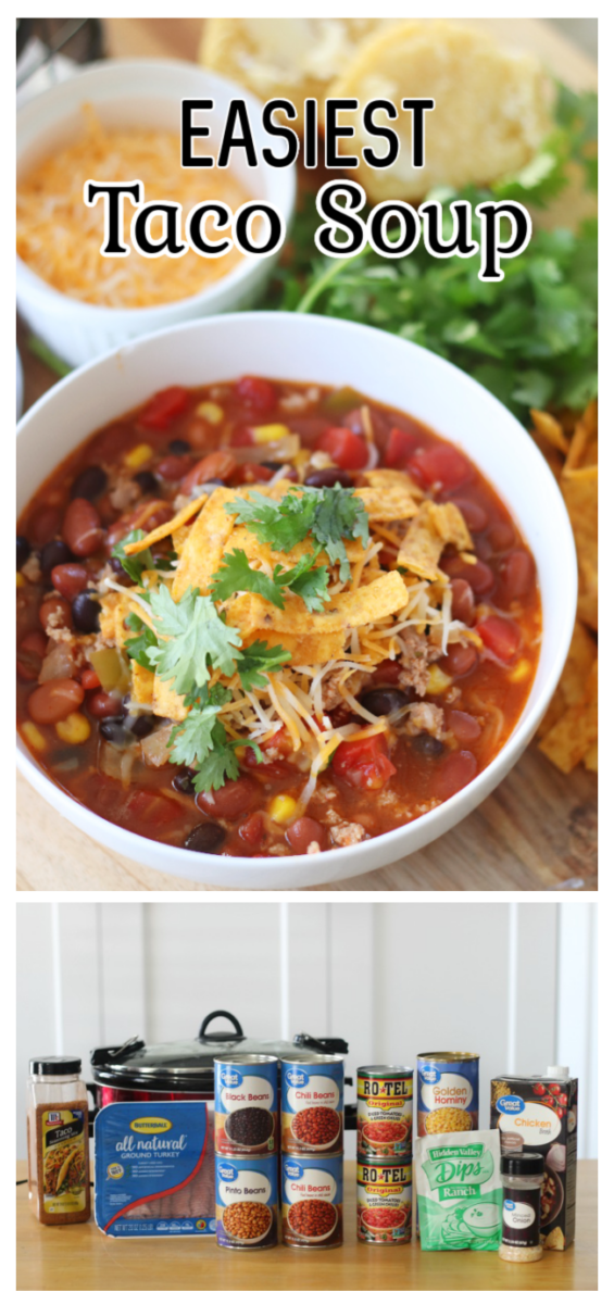slow cooker taco soup in bowl